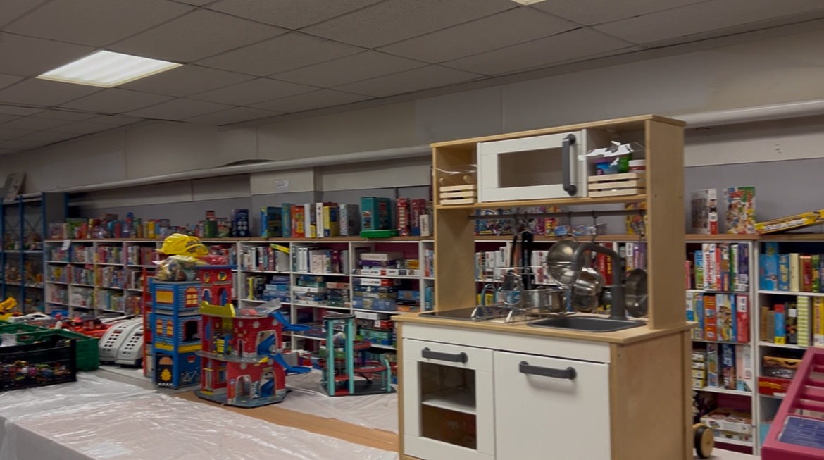 Photo taken by me: This photo is of some of the toys ready to go out in the warehouse in Broxburn.